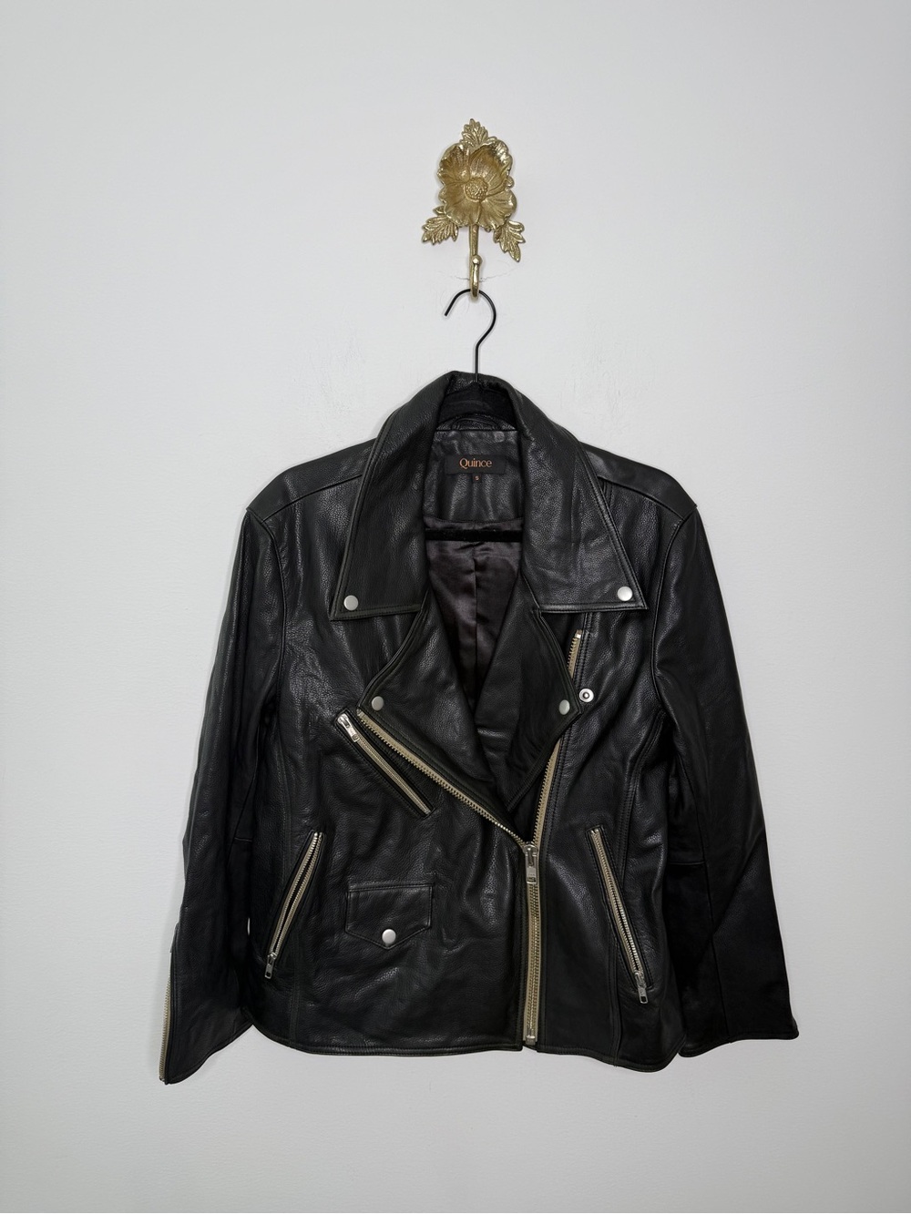 Quince 100% Leather Oversized Biker Jacket S